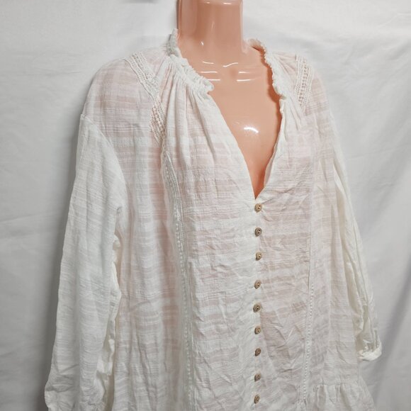 Zara Embroidered Boho Mini Dress Women Size XL White - Picture 2 of 11